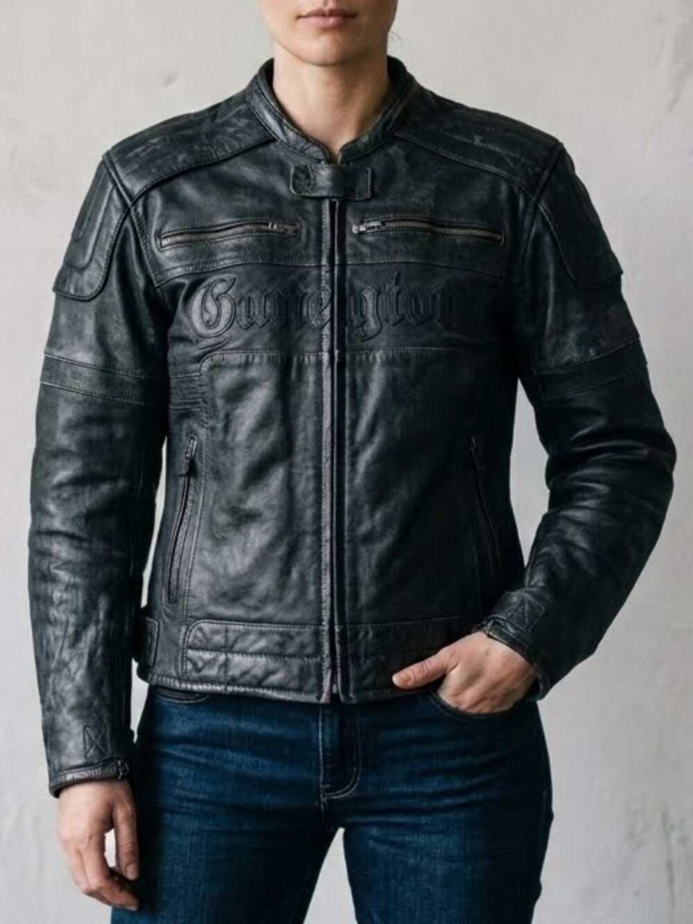 Scorpion Black Leather Motorcycle Racing Padded Armoured Biker Jacket Women's M